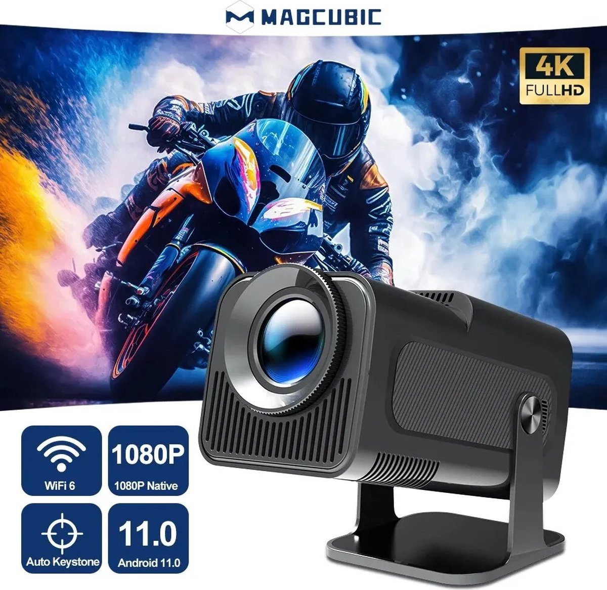 LUGOFLIX HY320 Smart Mini Beamer β Draagbare 1080p Projector met 4K Support, WiFi & Bluetooth | Ideaal voor Thuisbioscoop & Outdoor