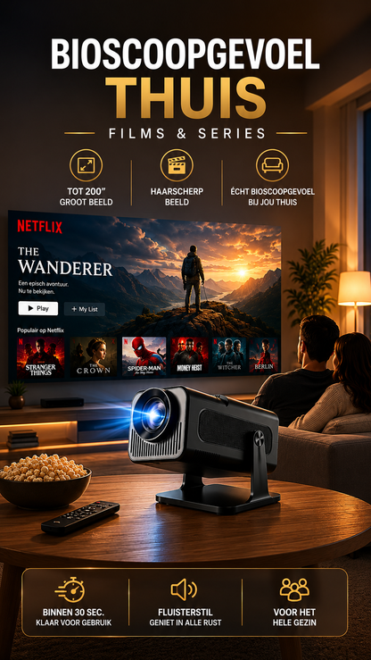 LUGOFLIX HY320 Smart Mini Beamer – Draagbare 1080p Projector met 4K Support, WiFi & Bluetooth | Ideaal voor Thuisbioscoop & Outdoor