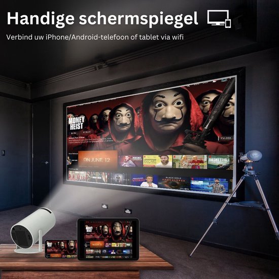 LugoFlix beamer – draadloos streamen vanaf smartphone, tablet of laptop