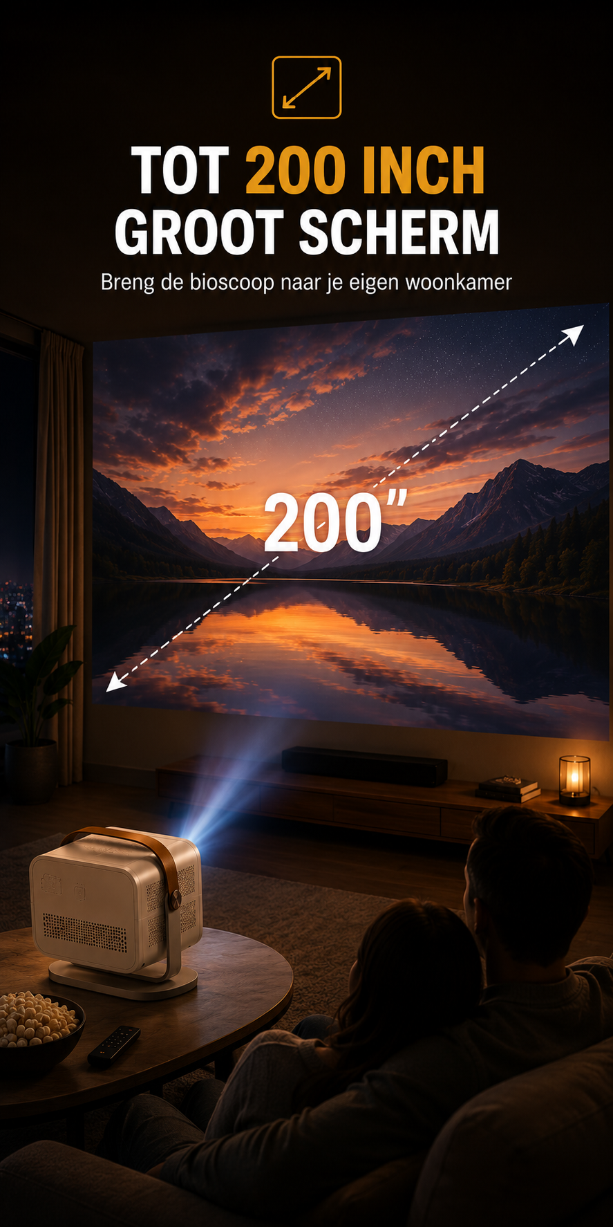 LUGOFLIX L018 Smart 4K Beamer - Native 4K • Android 11 • WiFi 6 • Autofocus • Draagbare Thuisbioscoop