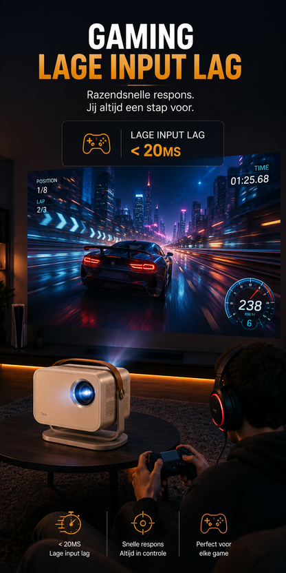 LUGOFLIX L018 Smart 4K Beamer - Native 4K • Android 11 • WiFi 6 • Autofocus • Draagbare Thuisbioscoop