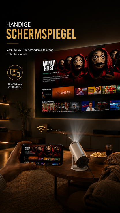 LUGOFLIX Pro 4K Beamer – Draagbare Projector van Bioscoop kwaliteit