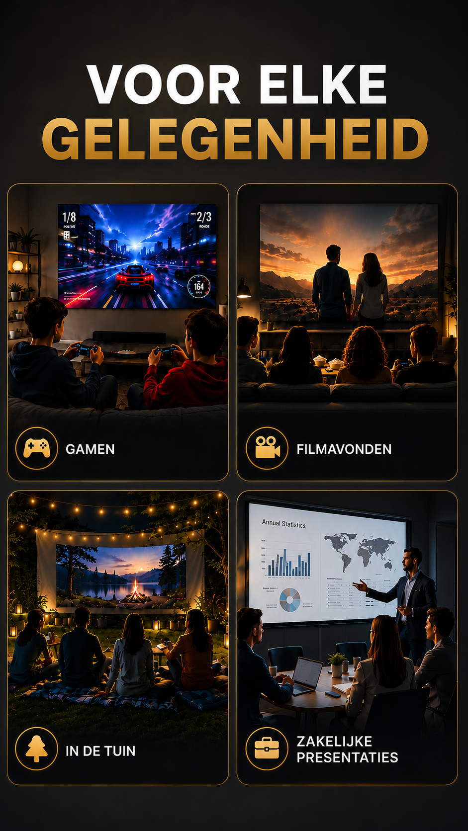LUGOFLIX HY320 Smart Mini Beamer – Draagbare 1080p Projector met 4K Support, WiFi & Bluetooth | Ideaal voor Thuisbioscoop & Outdoor