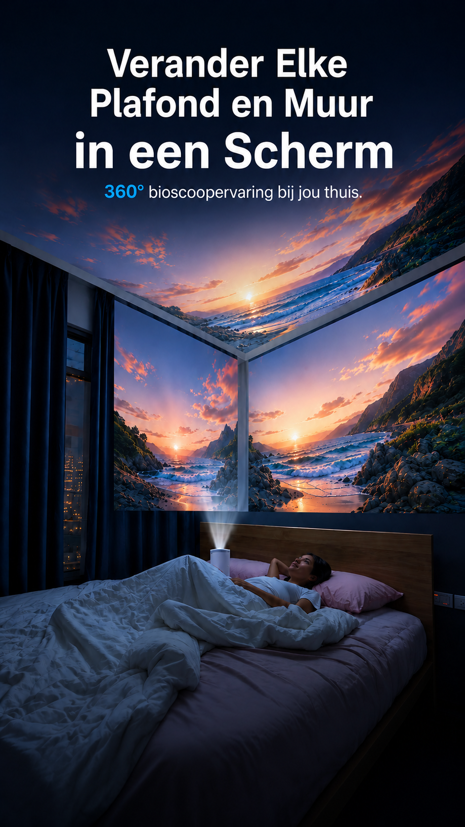 LUGOFLIX Pro 4K Beamer – Draagbare Projector van Bioscoop kwaliteit