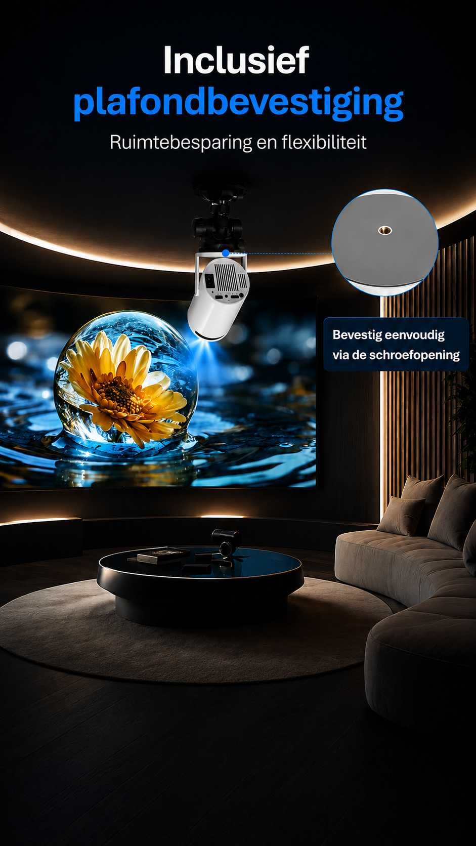 LUGOFLIX Pro 4K Beamer – Draagbare Projector van Bioscoop kwaliteit