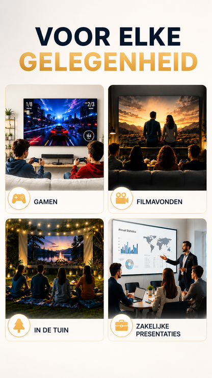 LUGOFLIX Pro 4K Beamer – Draagbare Projector van Bioscoop kwaliteit