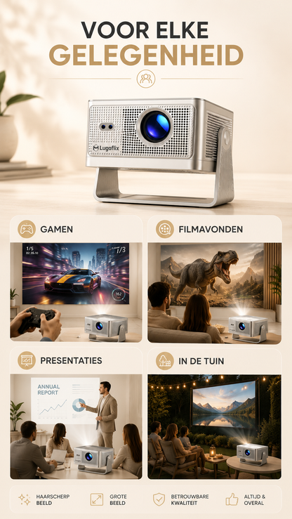 LUGOFLIX™ A22 PRIME 4K LCD Beamer – 1000 ANSI Lumen & Stofdicht Design