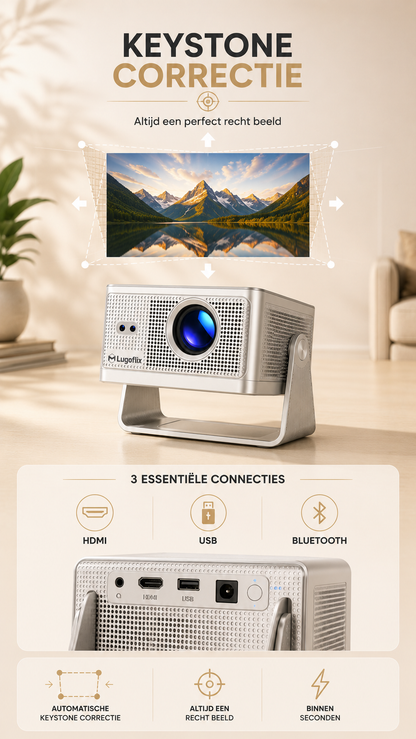 LUGOFLIX™ A22 PRIME 4K LCD Beamer – 1000 ANSI Lumen & Stofdicht Design