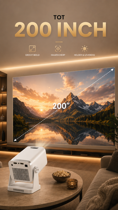 LUGOFLIX TD80W 4K Android Beamer – 450 ANSI Lumen, WiFi & Bluetooth 5.0