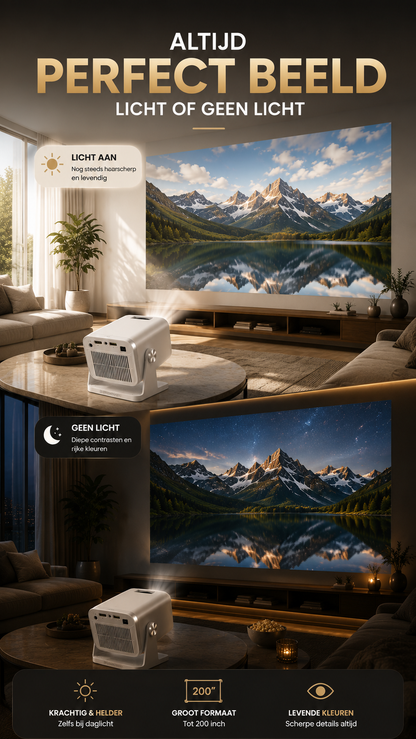 LUGOFLIX TD80W 4K Android Beamer – 450 ANSI Lumen, WiFi & Bluetooth 5.0