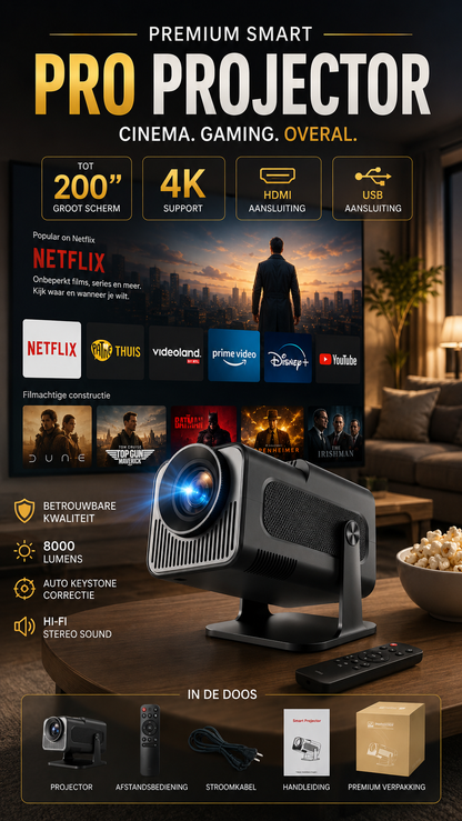 LUGOFLIX HY320 Smart Mini Beamer – Draagbare 1080p Projector met 4K Support, WiFi & Bluetooth | Ideaal voor Thuisbioscoop & Outdoor