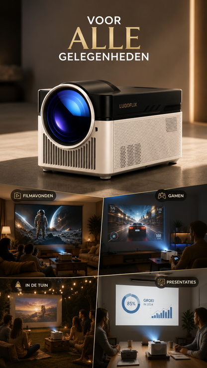 LUGOFLIX™ VISION – Ultra Short Throw 4K Projector met 8K-ondersteuning