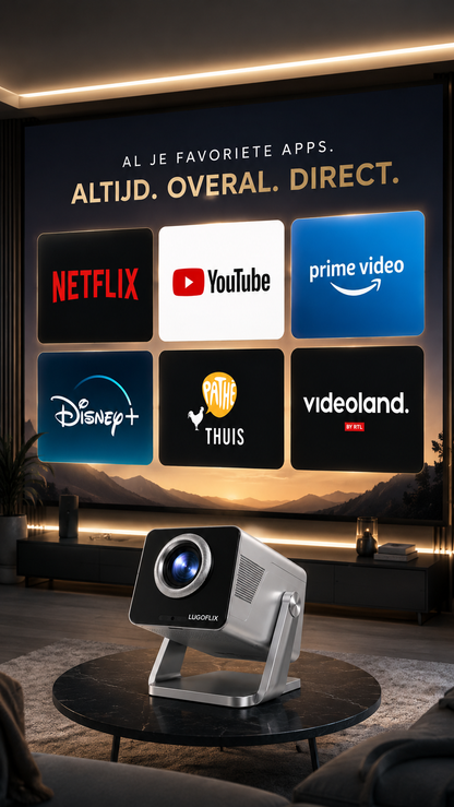 LUGOFLIX™ CINEMA – 4K Projector met 8K-ondersteuning | Tot 200 Inch