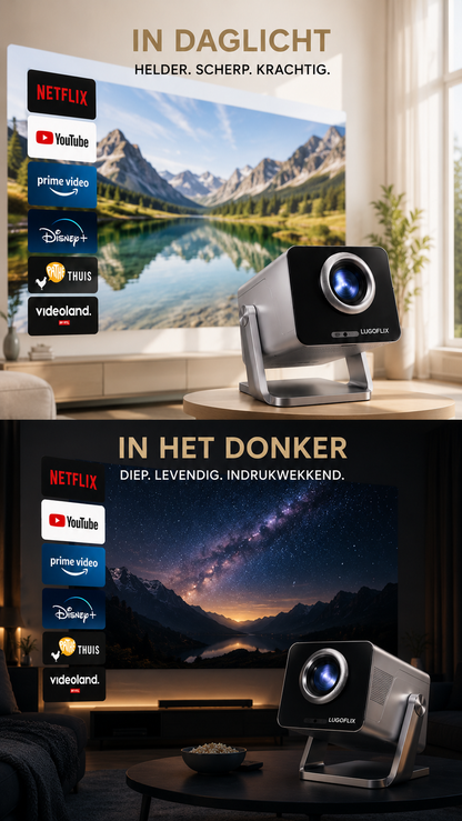 LUGOFLIX™ CINEMA – 4K Projector met 8K-ondersteuning | Tot 200 Inch