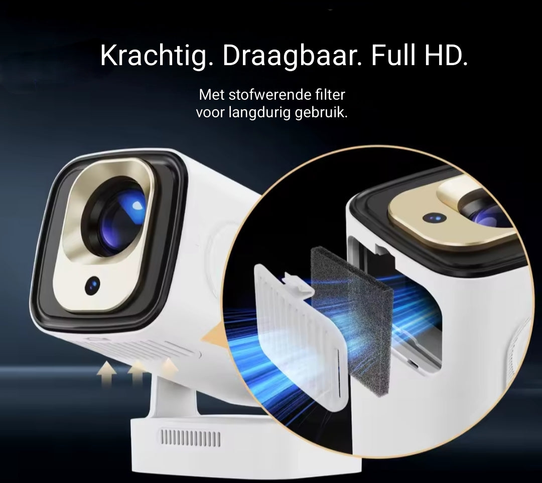Compacte Full HD beamer met ingebouwde stofwerende filter, ideaal voor langdurig gebruik en eenvoudig mee te nemen