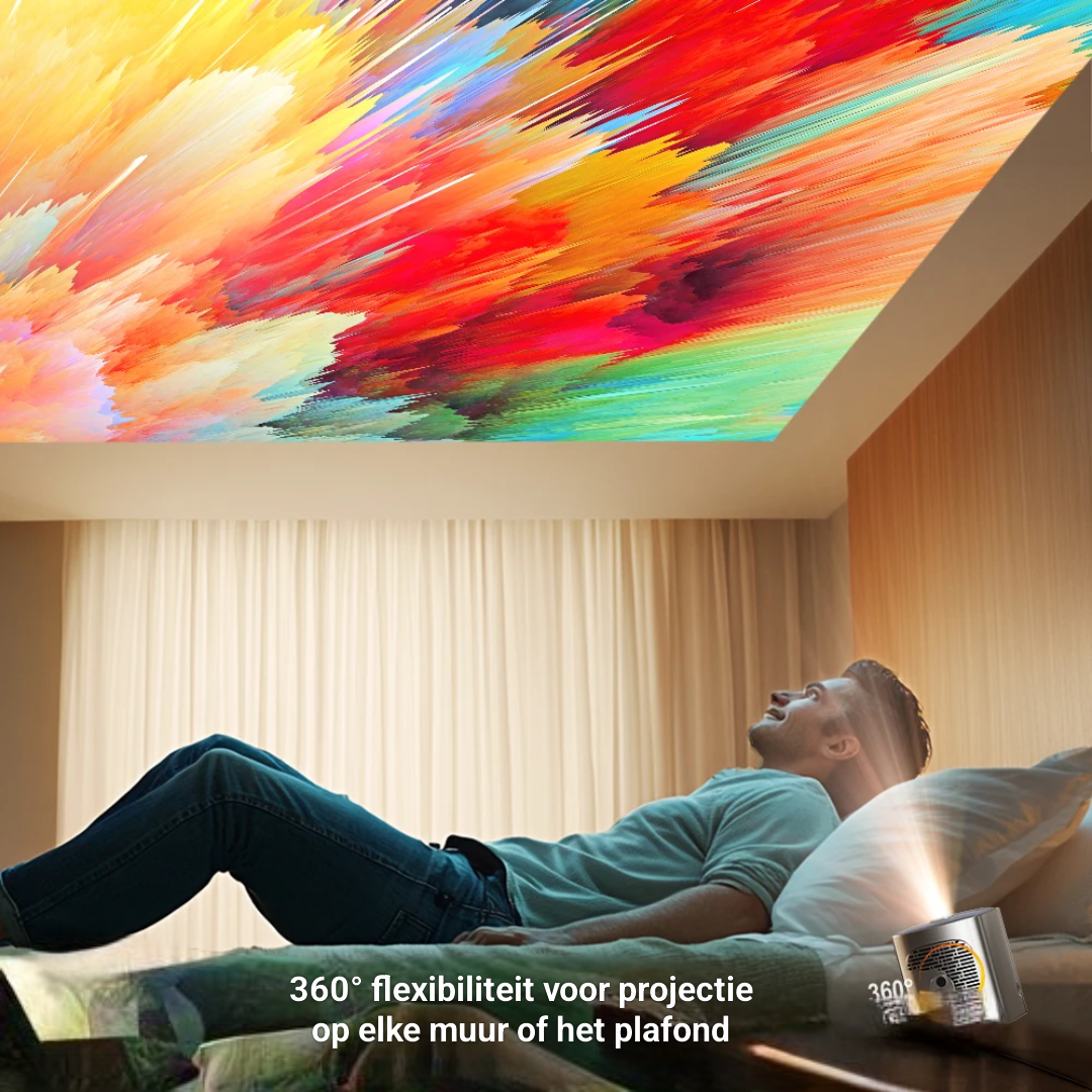 LUGOFLIX beamer met 360 graden draaibare hoek – geniet van projectie op muur, plafond of elk ander oppervlak