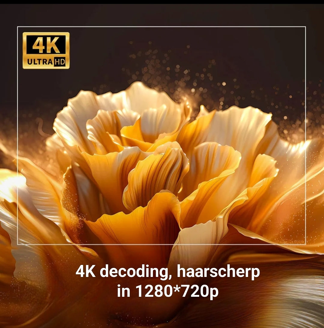 LUGOFLIX beamer met 4K video decoding en 720p output voor scherpe en vloeiende beelden