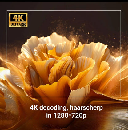 LUGOFLIX beamer met 4K video decoding en 720p output voor scherpe en vloeiende beelden