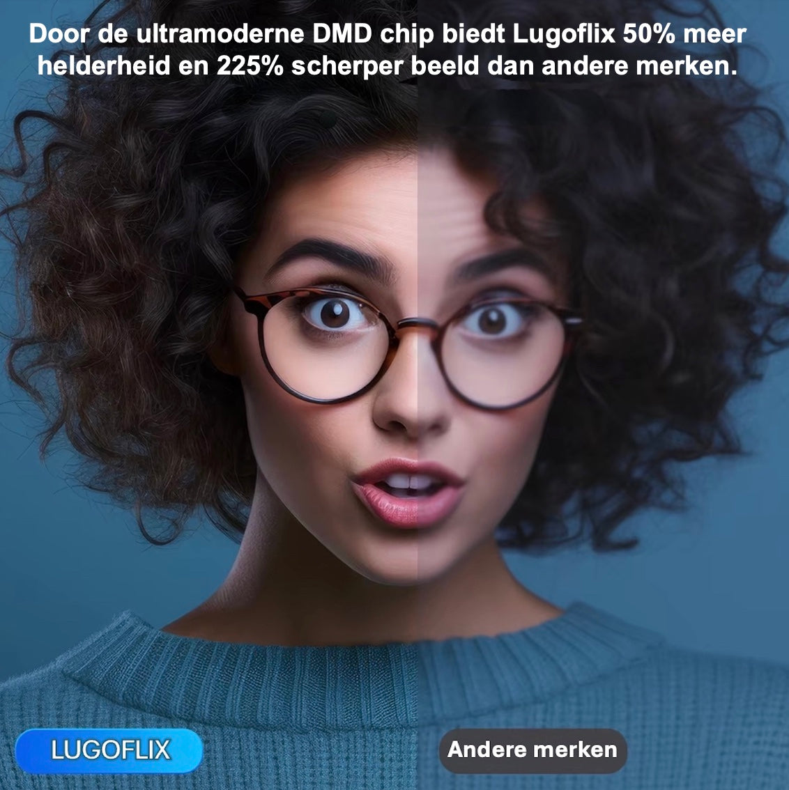 LugoFlix beamer met geavanceerde DMD-chip – 50% meer helderheid en 225% scherper beeld dan standaard beamers