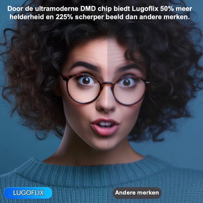 LugoFlix beamer met geavanceerde DMD-chip – 50% meer helderheid en 225% scherper beeld dan standaard beamers